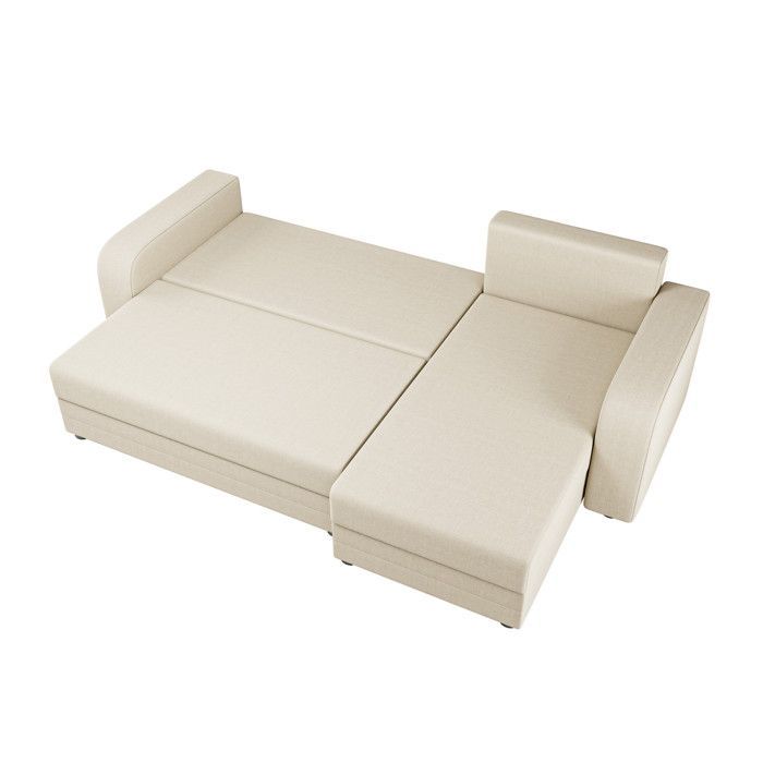 Harvey – Wendbares 4-Sitzer-Ecksofa mit Schlaffunktion und Stauraum, Stoffbezug – Beige