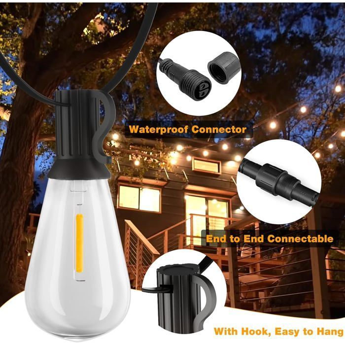Decorative outdoor hanging string lights, E12 bulb, Christmas and Halloween atmosphere
