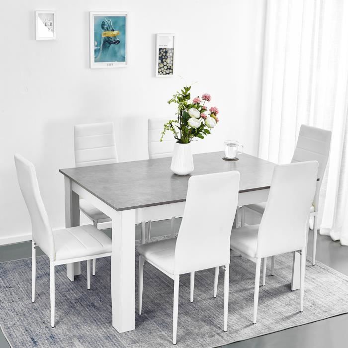 Mondeer - Juego de mesa de comedor con 6 sillas, mesa de comedor, mesa de cocina, para comedor, cocina - Gris