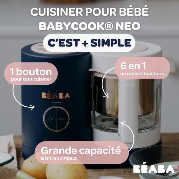 BEABA, Robot da cucina Babycook Neo 6 in 1 per alimenti per neonati, prodotto in Francia, blu notte