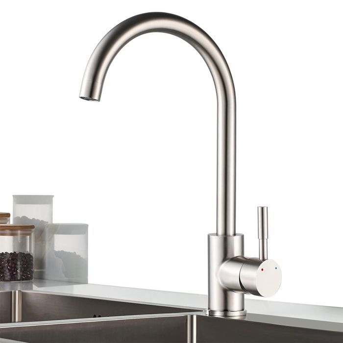 Rubinetto da cucina spazzolato, girevole a 360°, miscelatore monocomando, resistente alla ruggine, facile installazione, foro singolo