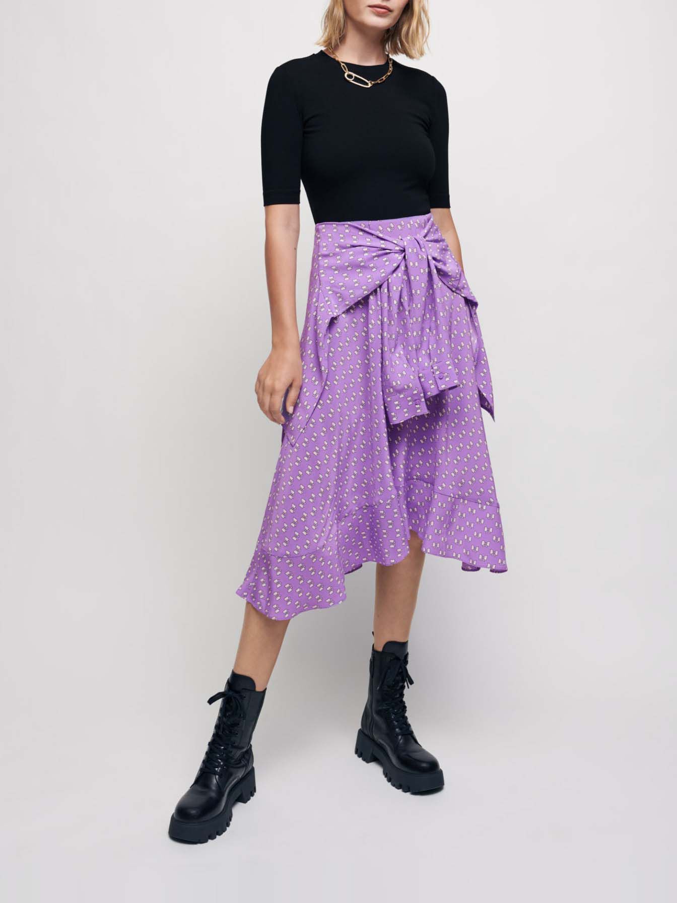 Rochie cu imprimeu Trompe l'oeil - Noeuds Violets