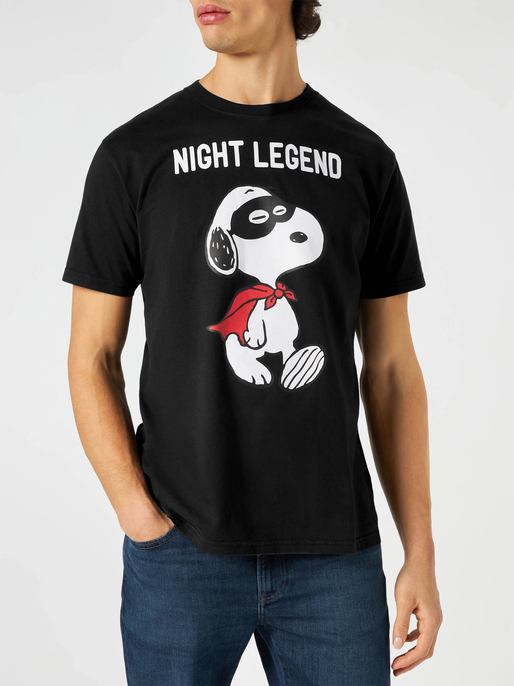 Heren katoenen T-shirt met Snoopy Night Legend-print | SNOOPY - ED