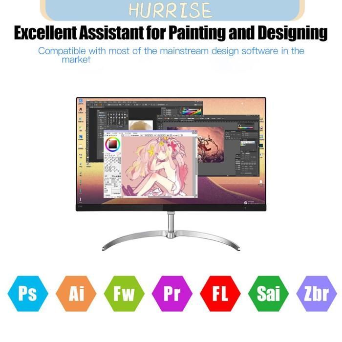 HURRISE Tablette de dessin graphiques Tablette de dessin graphique professionnel de 10 x 6 pouces 12 materiel Forfait Noir 3