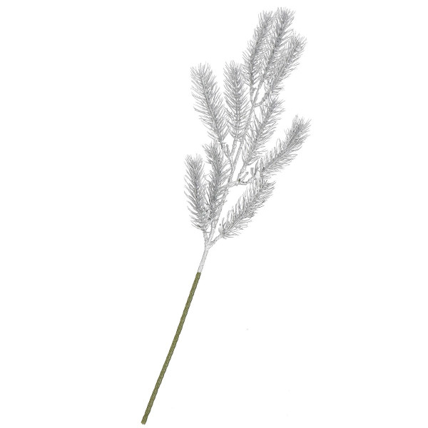 Gałązka świąteczna ozdoba do stroika srebrna 47 cm