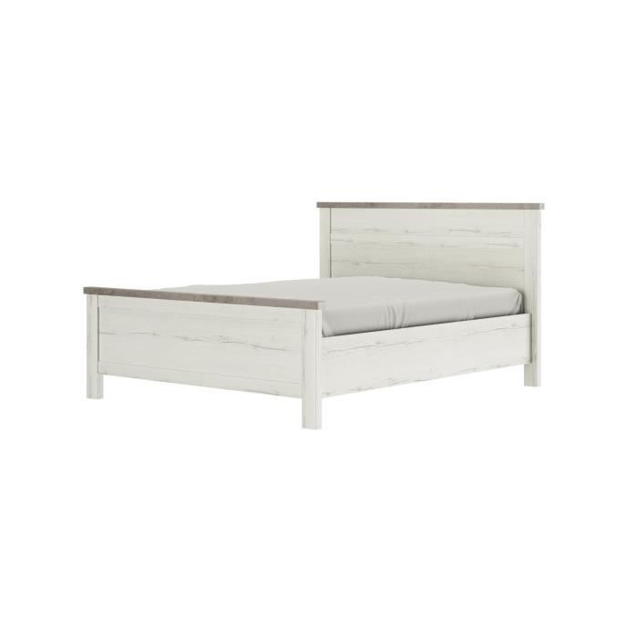 Cama para adultos de 180 x 200 cm - GAMI - CHAMONIX - Madera - Blanco roto