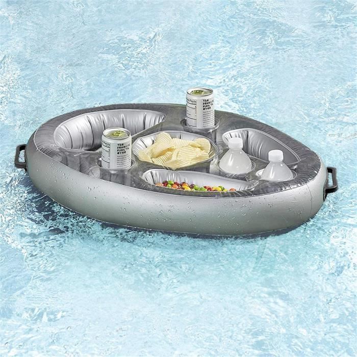 Plateau flottant piscine - 8 trous - Gonflable - Pour piscine / spa / plage - Maintien verres et boissons