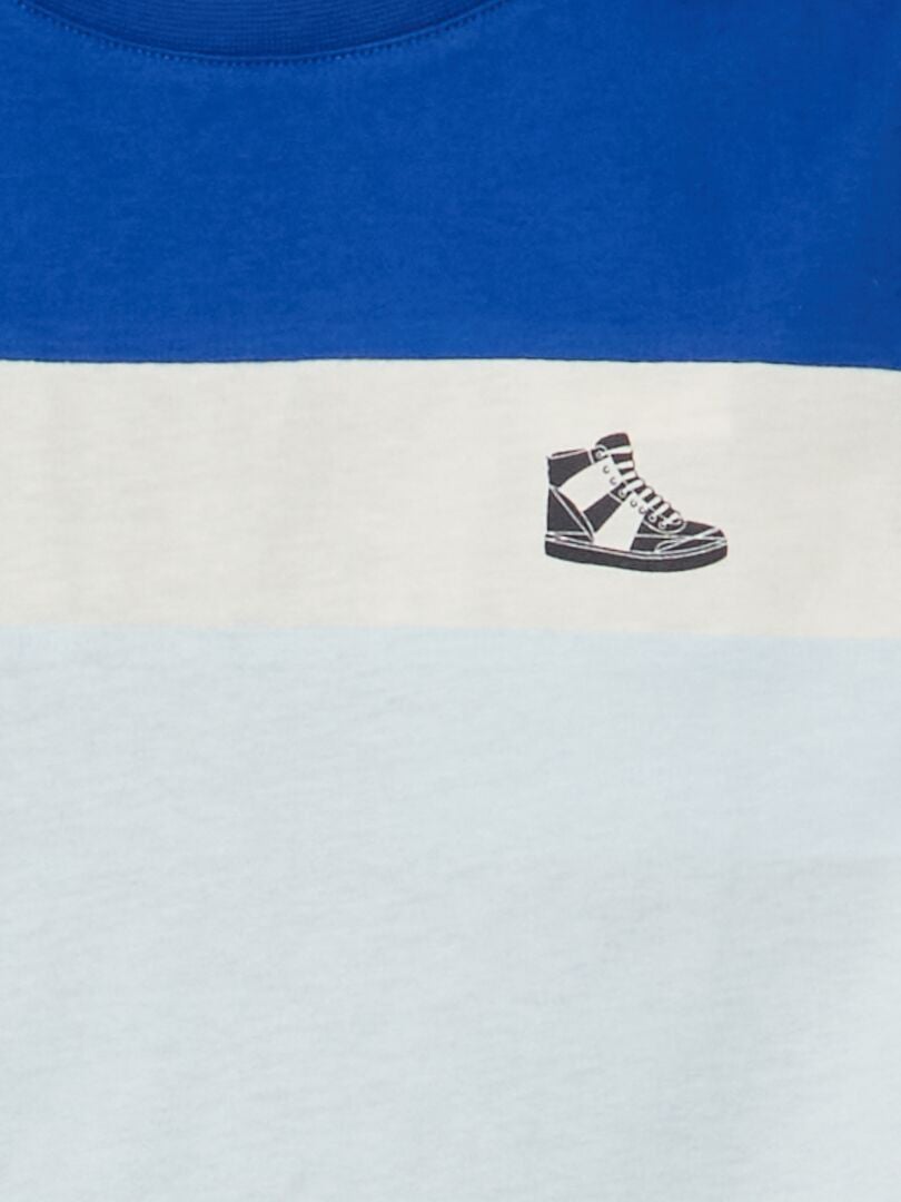 Camiseta de manga comprida com blocos de cores - AZUL