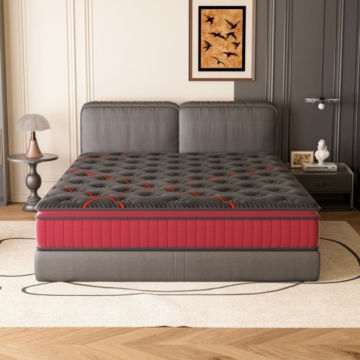 DEWINNER Mattress 30 cm, Spring Mattress, 160x200 cm, Memory Foam, 7-Zone Ergonomic Zones, Pocket Springs