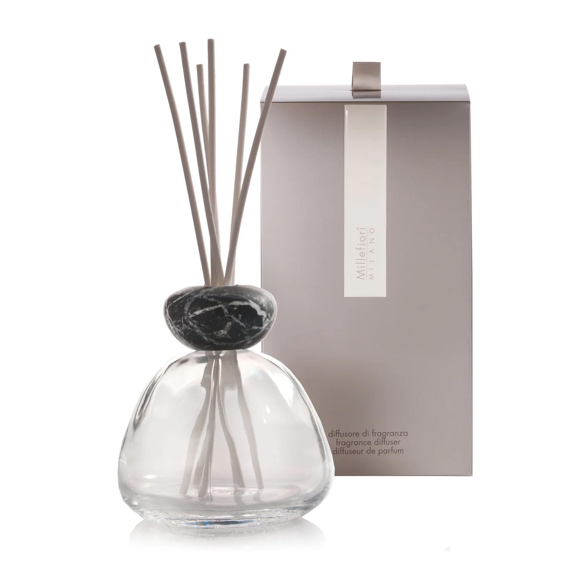 Air Design Diffusore Marble - Trasparente con Tappo Nero - Diffusore di Profumo