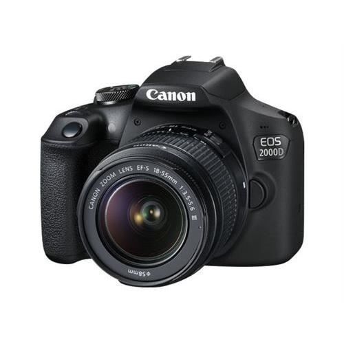 CANON - EOS 2000D spejlreflekskamera + 18-55mm EF-S 18-55 DC III objektiv - 24 Mpixels - Full HD 1080p video - 7,5 cm skærm