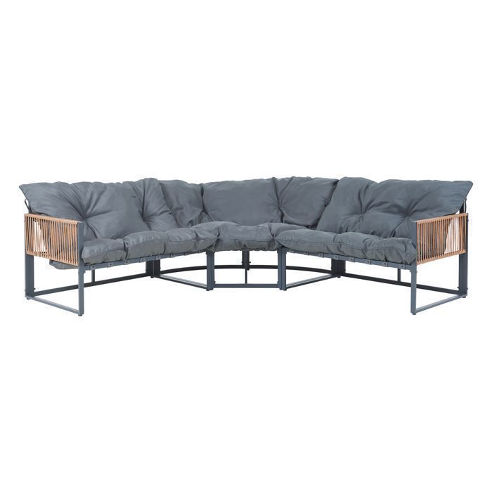 Muebles de jardín de ratán gris oscuro Karg