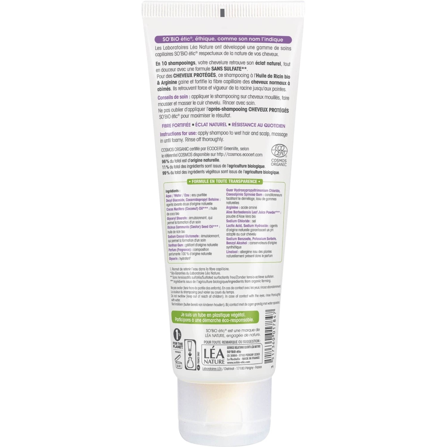 SO BiO étic Shampooing cheveux protégés, Ricin bio & Arginine