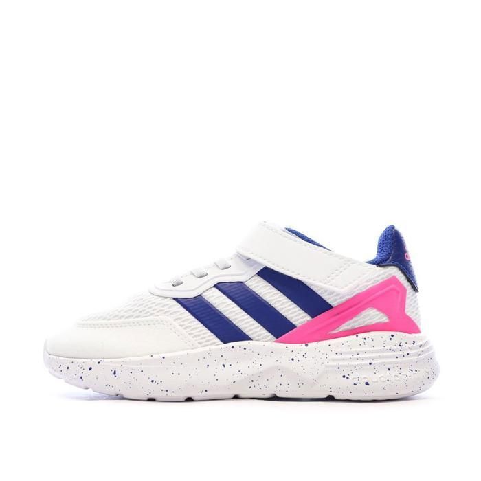 Sneakers Adidas Nezzed da ragazza, bianche, blu e rosa