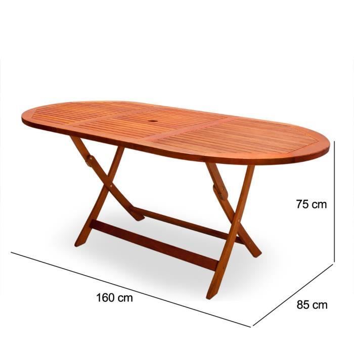 Mesa de jardín plegable Alabama en madera de acacia preaceitada con certificación FSC® - 160 x 85 x 75 cm