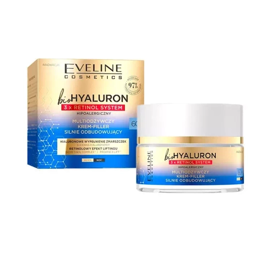 Eveline Cosmetics Biohyaluron 3 x Retinol System 60  multiodżywczy krem-filler silnie odbudowujący 50 ml