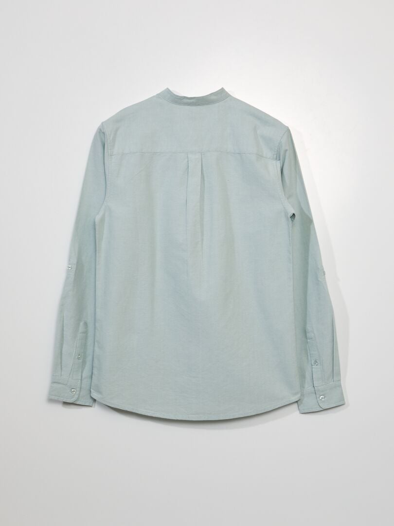 Oxford overhemd met opstaande kraag - BLAUW