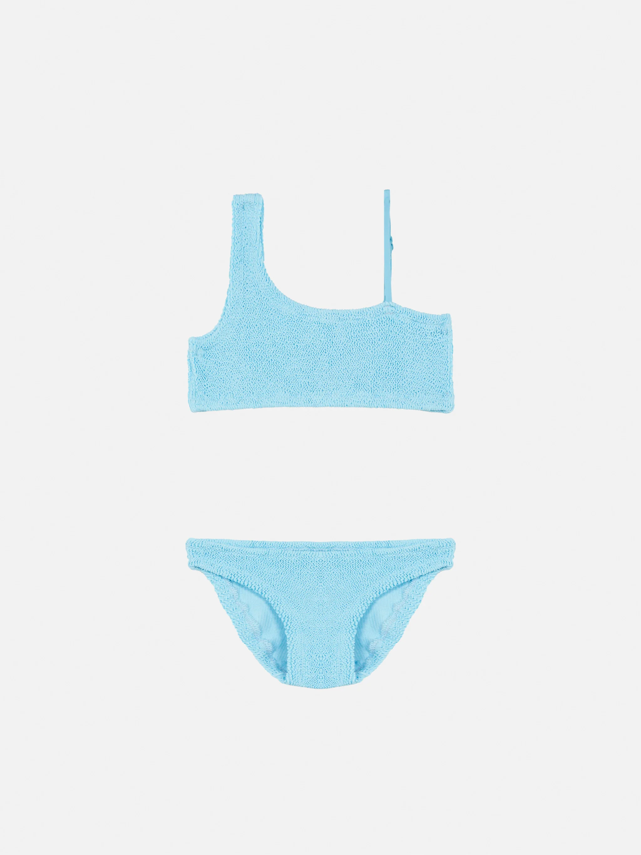 Bikini monospalla Vivy u crinkle azzurro chiaro