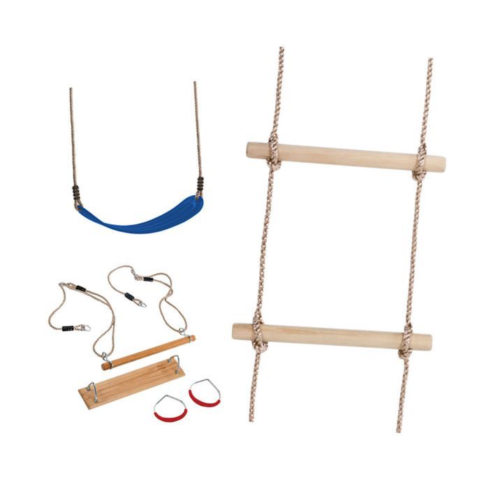 WICKEY Schaukelzubehör-Set für Spielturm – Schaukel, Trapez, Ringe & Leiter – 70 kg – für den Außenbereich