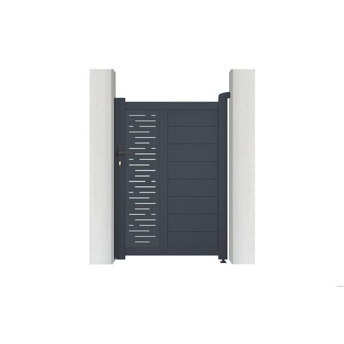 Puerta batiente y conjunto de portón - Casanoov - ARLBERG - Puerta de 3 m de altura (145 cm) / 1 m de altura (145 cm) - Gris antracita - Aluminio