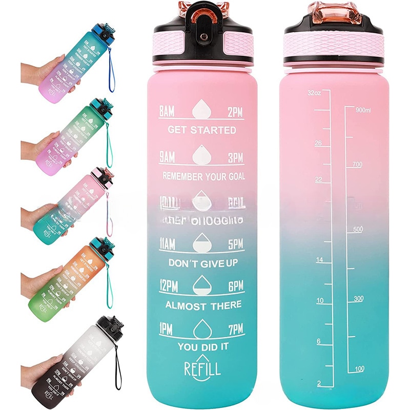 1-Liter-Wasserflasche, Motivations-Sport-Wasserflasche, Outdoor-Reise-Fitness-Krug, tragbarer, auslaufsicherer Becher, wiederverwendbare Hydro Flask