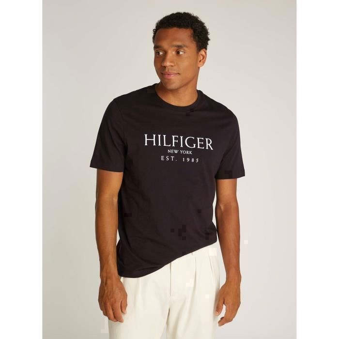 T-Shirt - Tommy Hilfiger - Grand Hilfiger - Noir - Manches courtes - Col arrondi