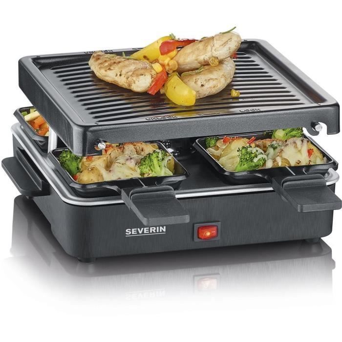 Griglia per raclette SEVERIN - RG2370 - Per un massimo di 4 persone - Compatta 21x21 cm - 600 W
