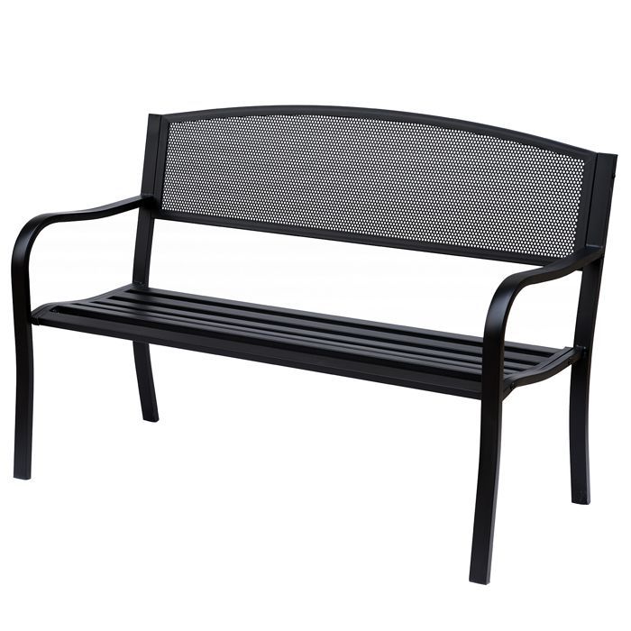 Outsunny - Panchina da giardino - Metallo - 127x60x87cm - Nero