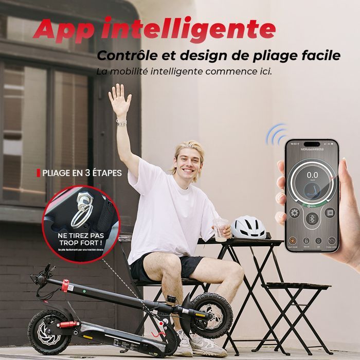 Trottinette Électrique iScooter iX3 Pliable Pour Adulte-10''Avec APP, 4 Vitesses -Moteur 800W-Autonomie 40km- Batterie 48V 10Ah