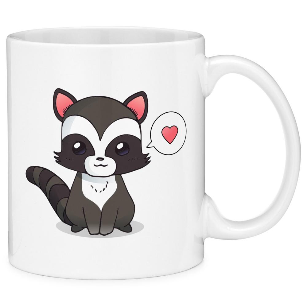 Tazza da caffè con cuore a forma di procione, regalo perfetto.