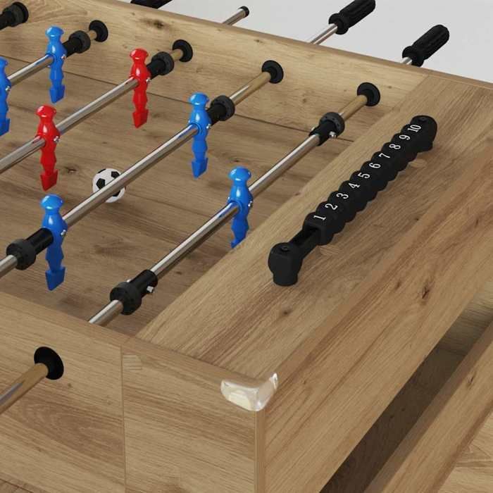 MOT10044 - Mesa de futbolín de roble hecha a mano 125 x 60,5 x 80 cm