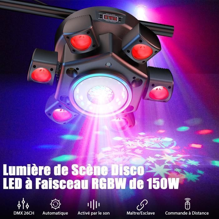 UKing 150W Lighting Effects - DJ Moving Head RGBW LED Rotating Stage Light - Laser & Strobe Light - Sound Activated & Remote Control