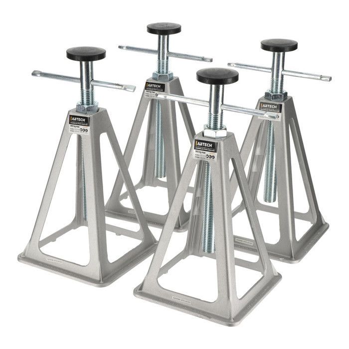 Set van 4 aluminium caravansteunen, 900 kg draagvermogen per steun.