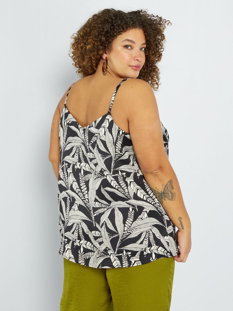 Satijnen tanktop - ZWART