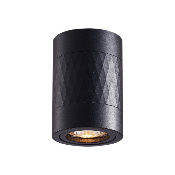 Okrągły downlight sufitowy Bima czarna tuba pokojowa wzorki