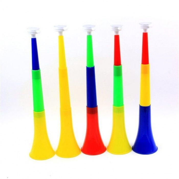 Conjunto de 2 altavoces de vuvuzela de 52 cm de tono agudo, 3 bandas con cambio de tono, trompeta para espectadores.