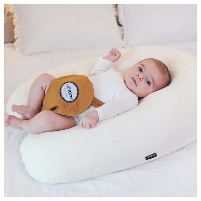 CANDIDE - Zwangerschaps-, borstvoedings- en kraamkussen, 3-in-1 multi-relaxfunctie, GOTS biologisch katoen, babylounger 3-9 kg, afneembare hoes (beige)