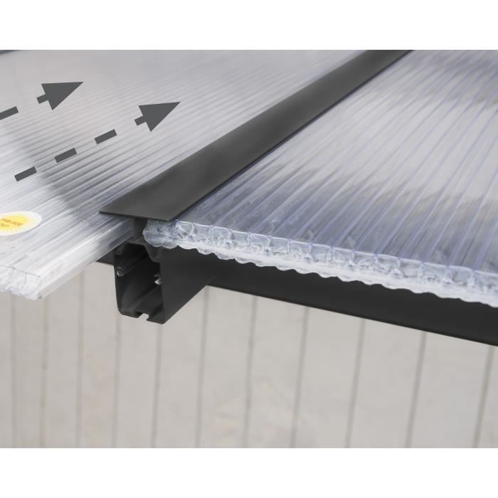 Pérgola adosada Olympia de 25,5 m² - Aluminio y policarbonato - Gris - PALRAM