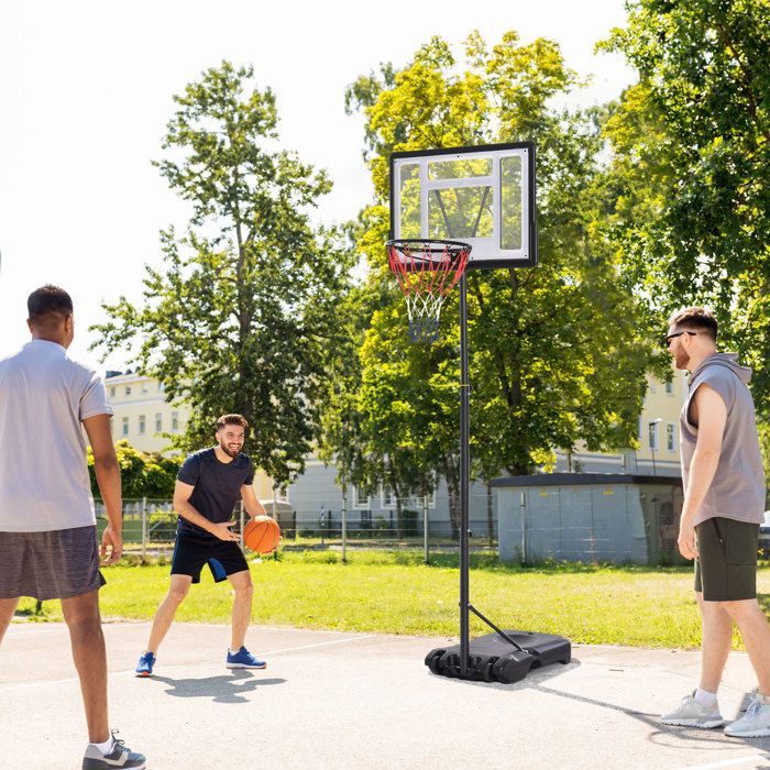 Aro de baloncesto independiente - HOMCOM - altura ajustable de 203 a 258 cm - ruedas - tablero sólido - base con peso - negro