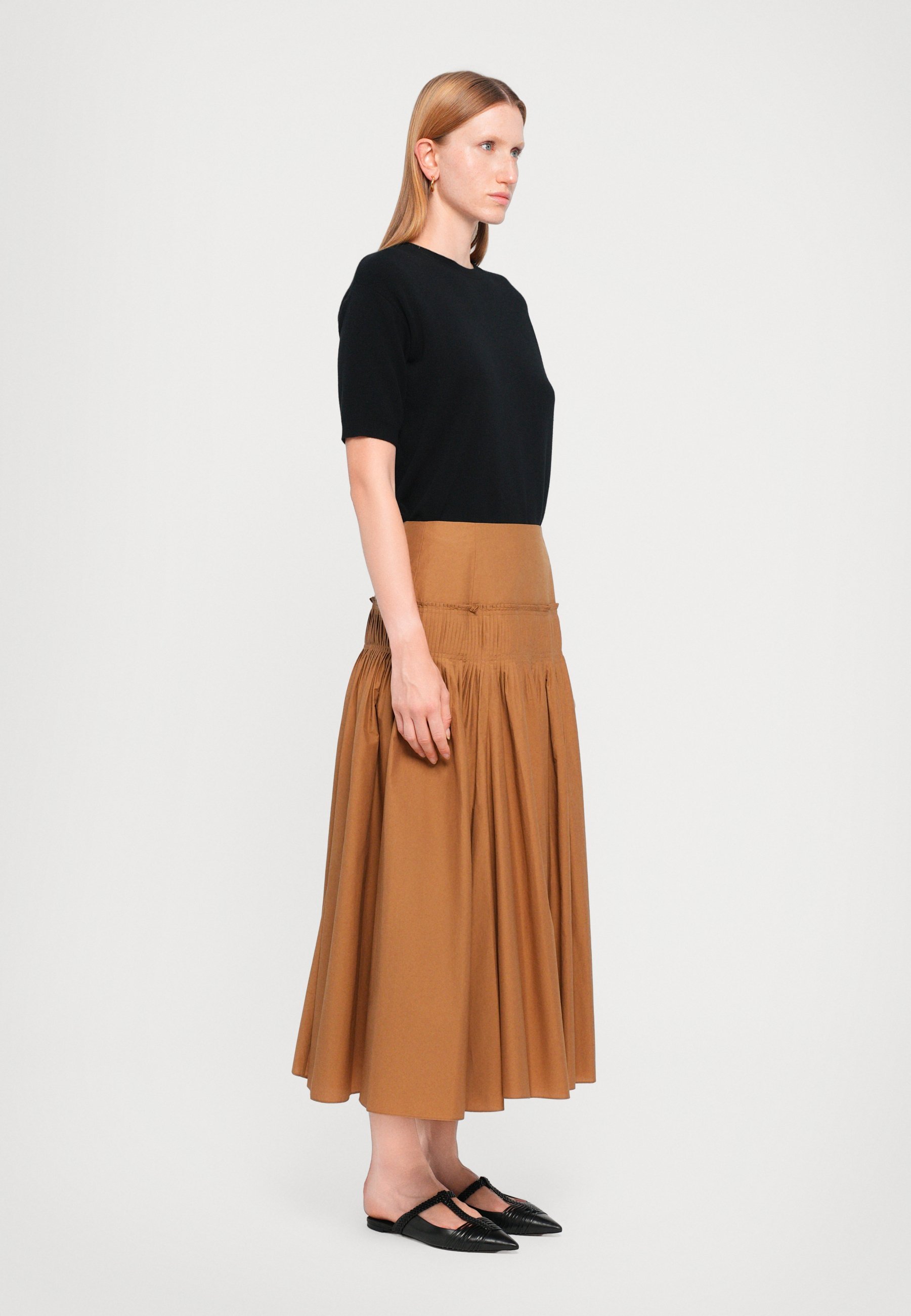 Gonna a trapezio Theory YOKE SOFT - bronzo