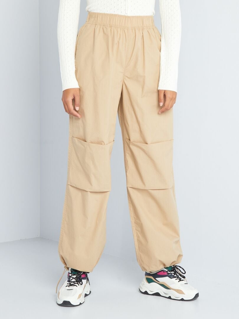 Nylon parachutebroek - BEIGE