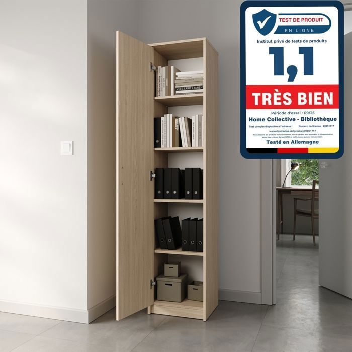 Armario de almacenamiento de 1 puerta - 40x35x180 cm - Armario de oficina/dormitorio de 4 estantes - Mueble de almacenamiento multiusos - Sonoma