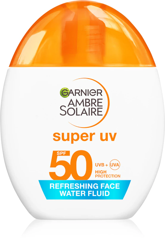 Garnier Ambre Solaire Super UV opalovací tekutina na obličej s kyselinou hyaluronovou