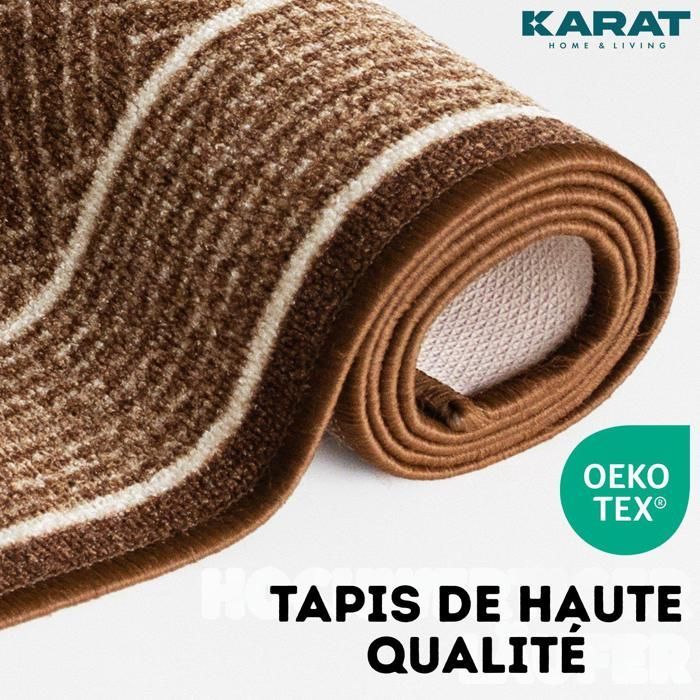 Alfombra personalizada Olymp, alfombra de interior con estampado de rombos, marrón, 80 x 250 cm