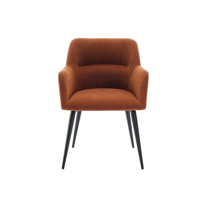 Set di 2 sedie con braccioli in tessuto e metallo nero - Terracotta - HEKA