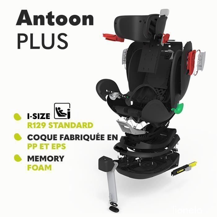 LIONELO Antoon Plus i-Sofix Bilbarnstol 40-105 cm - ISOFIX - Grupp 0+/1 - 360° vridbar bas