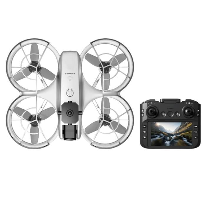 Dron, 4K, 2 baterías, giro, posicionamiento, evitación de obstáculos, transmisión de imagen, protección omnidireccional, gris