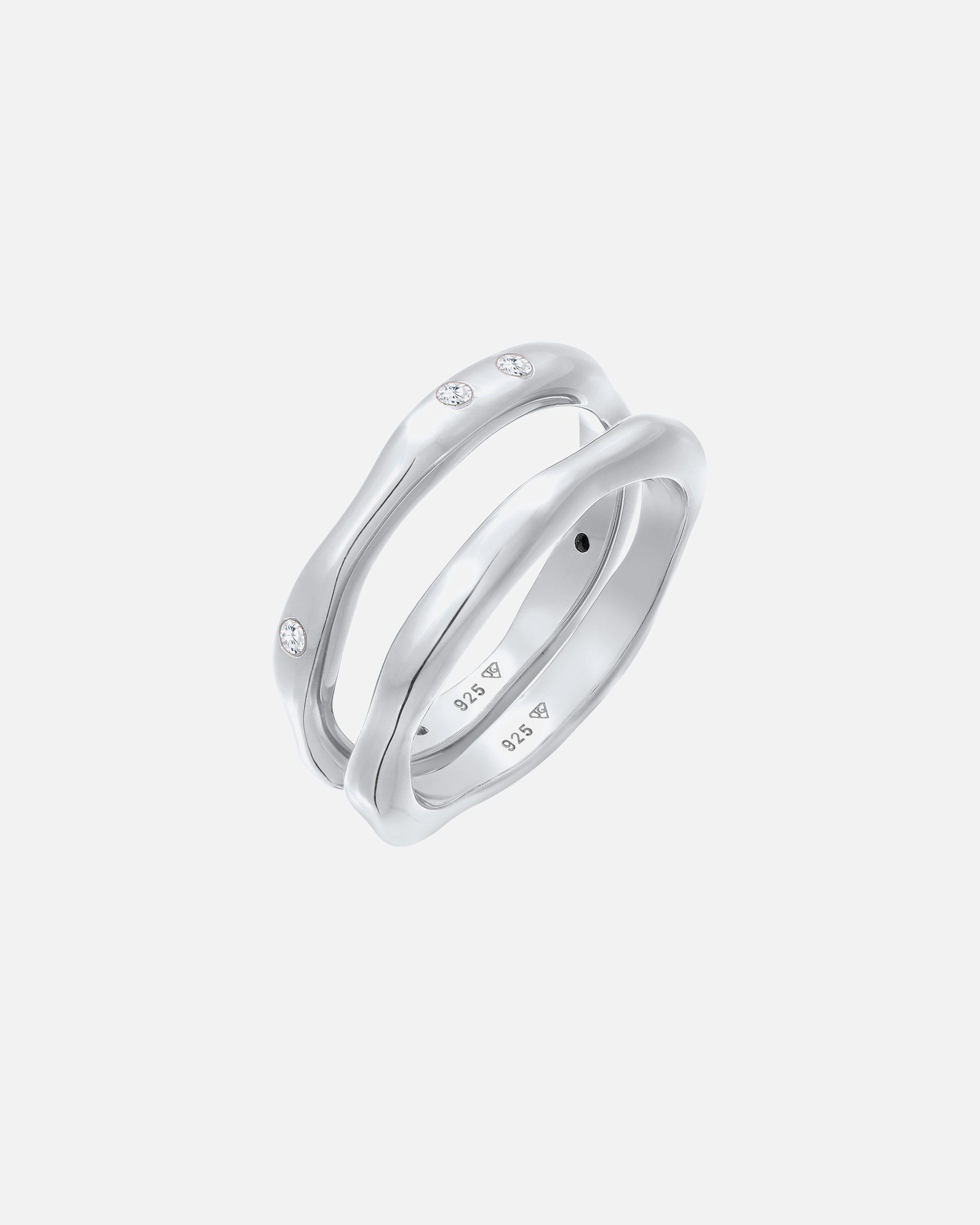 Elli Femmes Bande Set de 2 Basique avec Cristaux de Zirconium en argent sterling 925