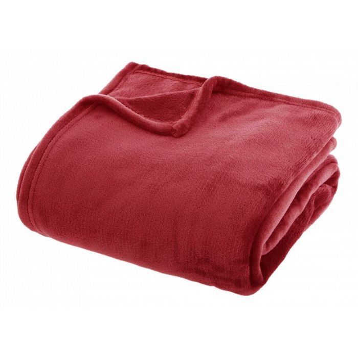 Couverture flanelle 180 x 230 cm Atmosphera - Rouge