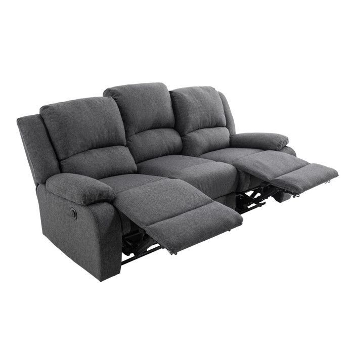 Canapé de Relaxation électrique 3 places en Tissu LEO - L193 x 93 x 96cm - LOUNGITUDE